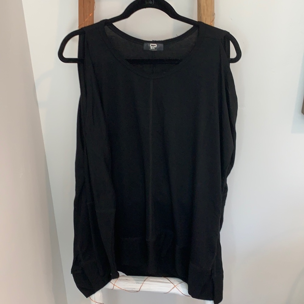 Culture Phit Tunic Top w/ Open Sleeve (Black, M)